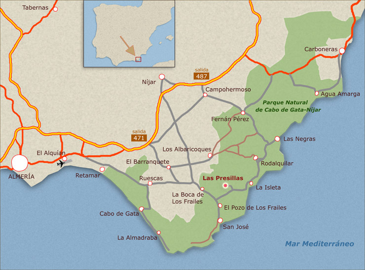 Map of the Natural Park of Cabo de Gata-Níjar